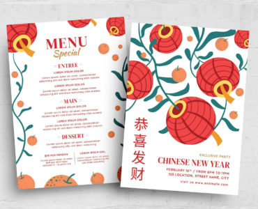 Chinese New Year Menu Templates (PSD, AI, Vector Formats)