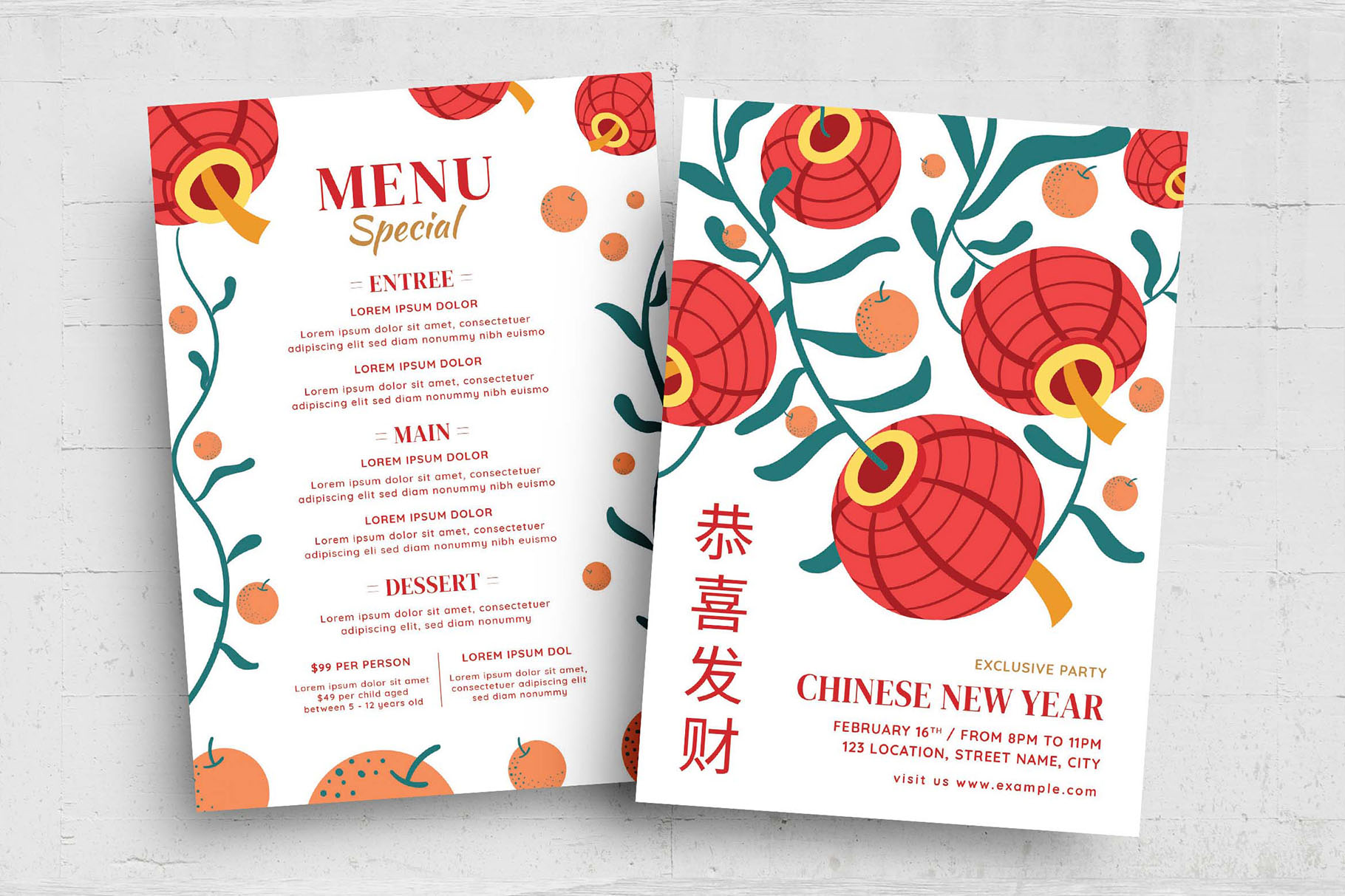 Chinese New Year Menu Templates (PSD, AI, Vector Formats)