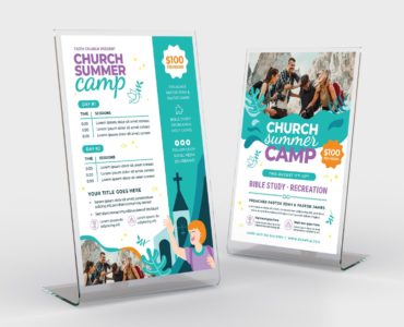 Modern Church Summer Camp Flyer (PSD, AI, Vector Formats)