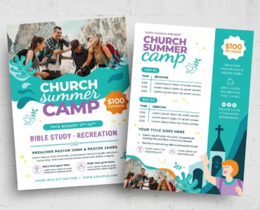 Modern Church Summer Camp Flyer (PSD, AI, Vector Formats)