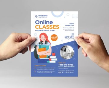 School Student Online Classes Flyer (PSD, AI, Vector Formats)