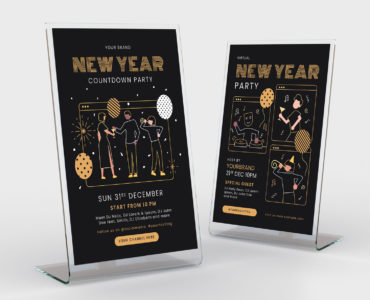 NYE Virtual Office Party Flyer (PSD, AI, Vector Formats)