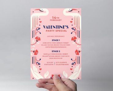 Valentines Flyers With Vintage Decor (PSD, AI, Vector Formats)