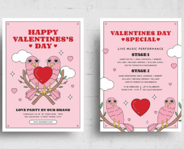 Retro Valentines Flyer Template (PSD, AI, Vector Formats)