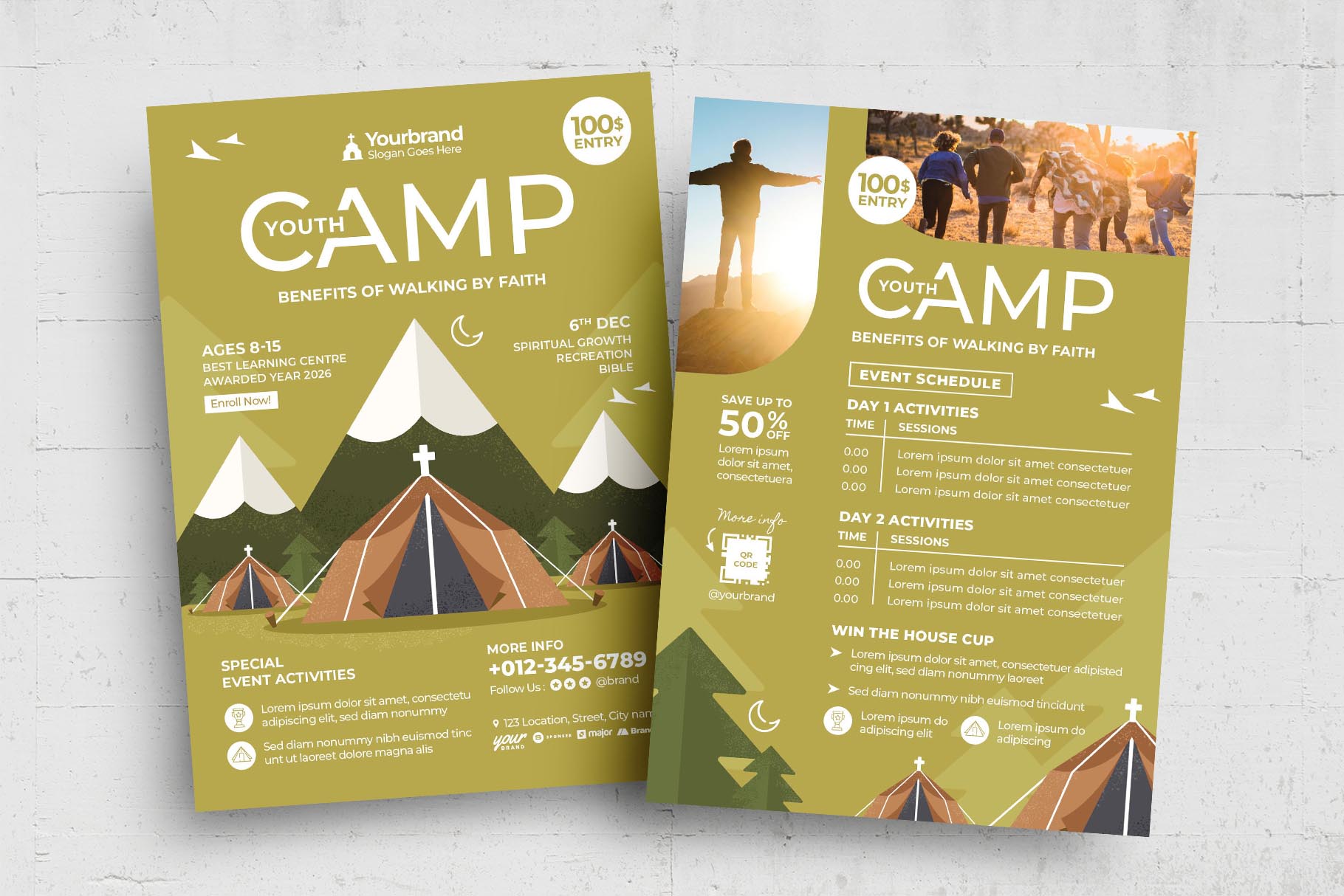 Church Youth Summer Camp Flyer (PSD, AI, Vector Formats)