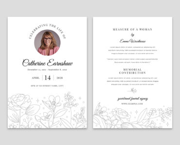 Floral Funeral Program Card Template (PSD, AI, Vector Formats)