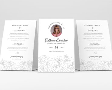 Floral Funeral Program Card Template (PSD, AI, Vector Formats)