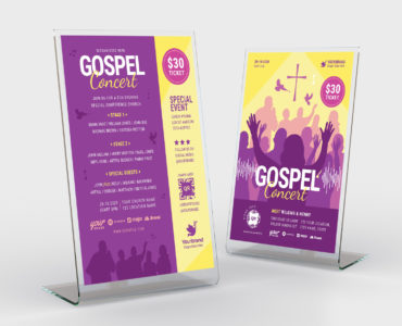 Church Gospel Music Concert Flyer (PSD, AI, Vector Formats)