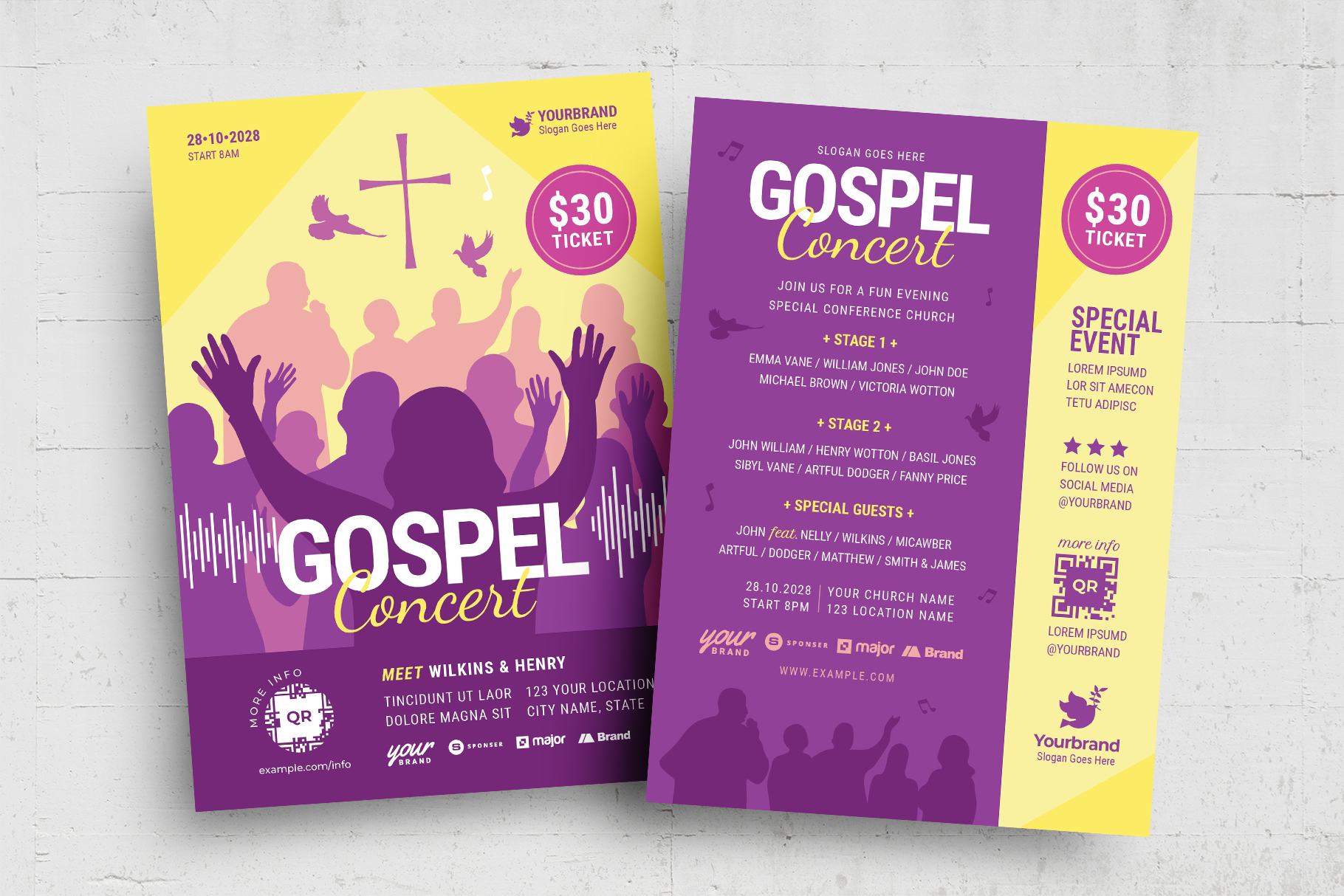 Church Gospel Music Concert Flyer (PSD, AI, Vector Formats)