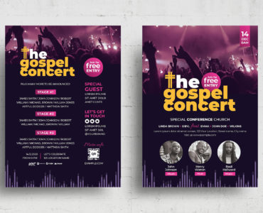 Gospel Church Concert Flyer (PSD, AI, Vector Formats)