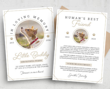 Pet Dog Funeral Memorial Flyer (PSD, AI, Vector Formats)