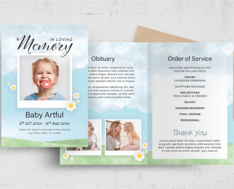 Child Baby Funeral Program (PSD, AI, Vector Formats)