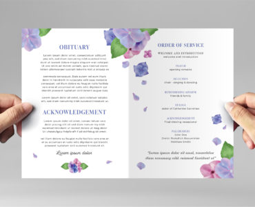 Purple Floral Funeral Program Flyer (PSD, AI, Vector Formats)