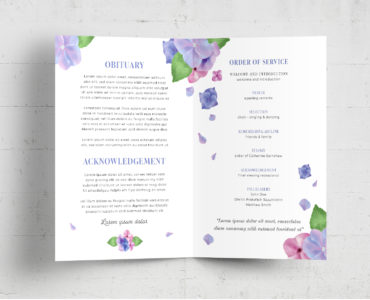 Purple Floral Funeral Program Flyer (PSD, AI, Vector Formats)