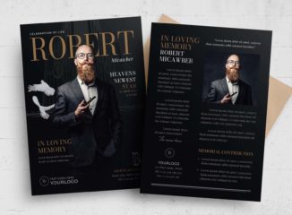 Magazine Funeral Program & Flyer (PSD, AI, Vector Formats)