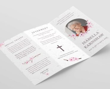 Cherry Blossom Funeral Program Flyer (PSD, AI, Vector Formats)
