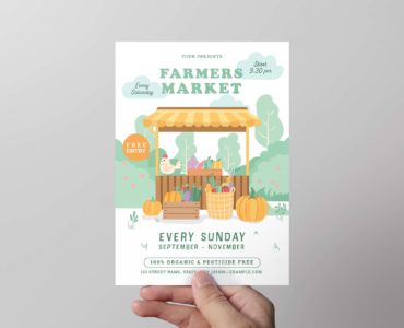Illustrated Farmers Market Flyer (PSD, AI, Vector Formats)