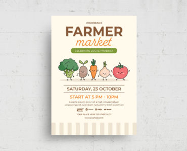 Farmers Market Veggie Flyer (PSD, AI, Vector Formats)