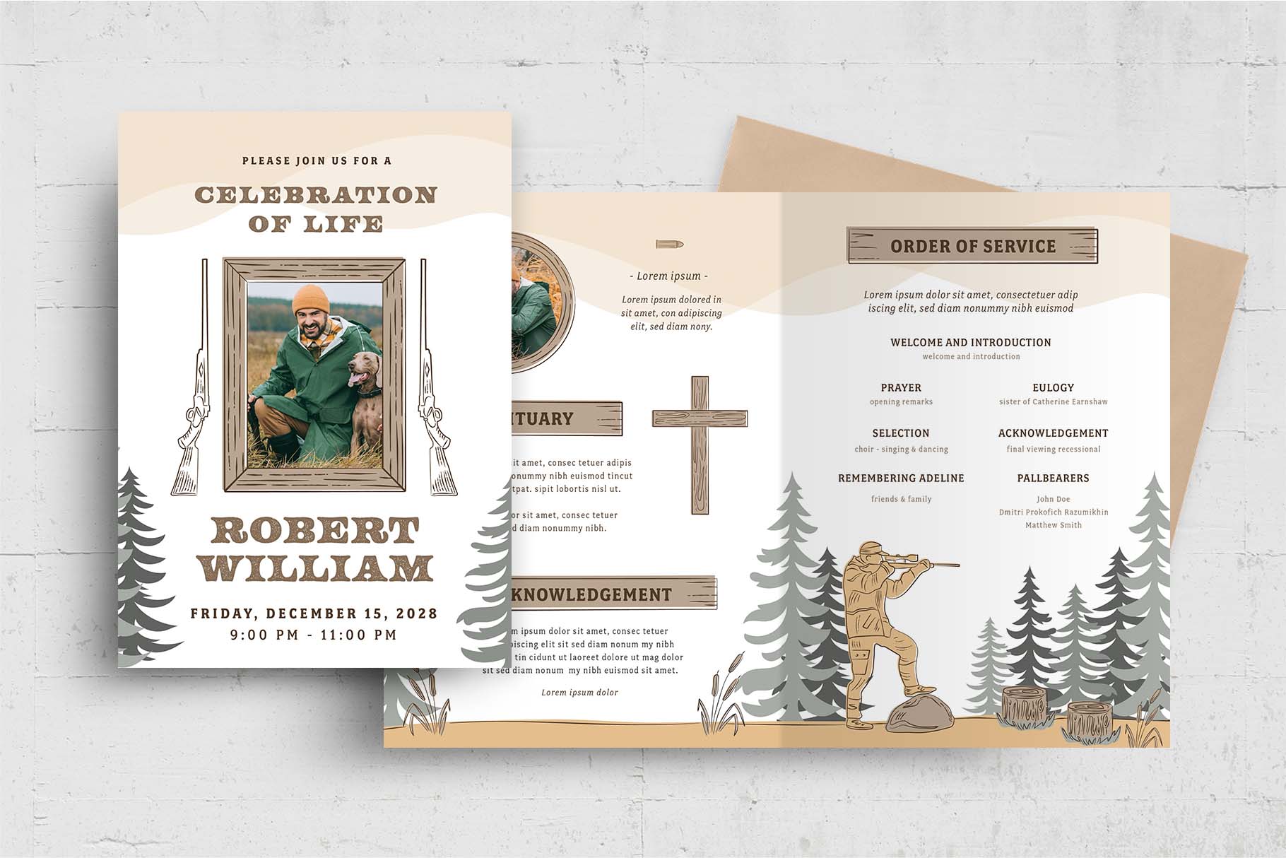 Hunting Funeral Funeral Template (PSD, AI, Vector Formats)