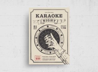 Vintage Karaoke Music Flyer Template (PSD, AI, Vector Formats)