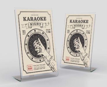 Vintage Karaoke Music Flyer Template (PSD, AI, Vector Formats)