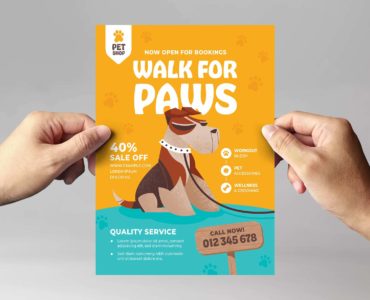 Dog Walking Flyer Poster Template (PSD, AI, Vector Formats)