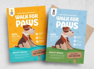 Dog Walking Flyer Poster Template (PSD, AI, Vector Formats)