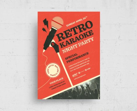 Retro Karaoke Flyer Template (PSD, AI, Vector Formats)