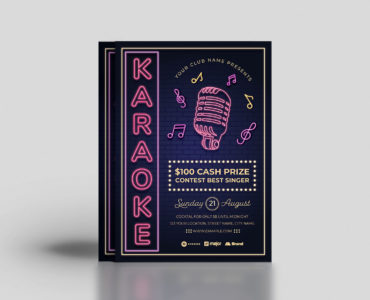 Neon Karaoke Night Flyer Template (PSD, AI, Vector Formats)