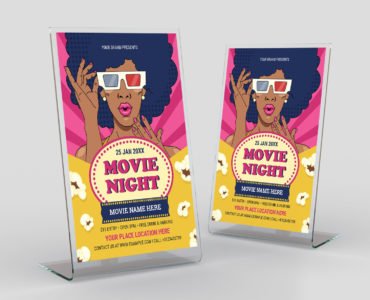 Pop Art Movie Night Flyer Template (PSD, AI, Vector Formats)