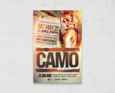 Camo Party Club Flyer Template (PSD, AI, Vector Formats)