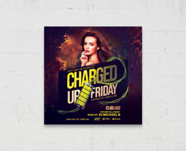 Charged Up Club Flyer Template (PSD, AI, Vector Formats)