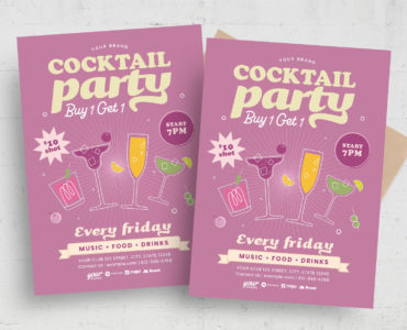 Retro Cocktail Party Flyer Template (PSD, AI, Vector Formats)