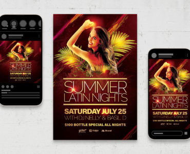 Summer Nights Tropical Party Flyer (PSD, AI, Vector Formats)