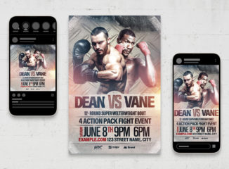 Boxing MMA Fight Night Flyer (PSD, AI, Vector Formats)