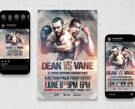 Boxing MMA Fight Night Flyer (PSD, AI, Vector Formats)