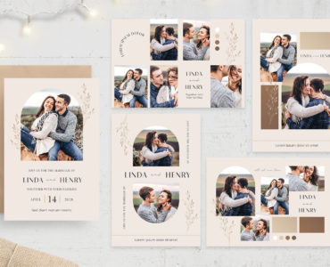 Modern Photo Collage Card Template (PSD, AI, Vector Formats)