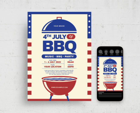 4th of July BBQ Flyer (PSD, AI, Vector Formats)