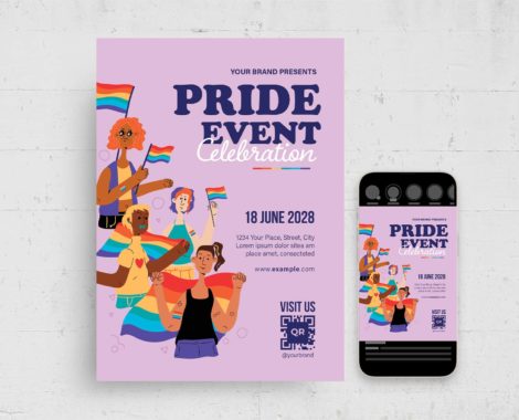 Pride Event Celebration Flyer (PSD, AI, Vector Formats)