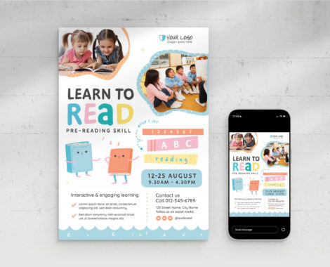 Kindergarten School Education Flyer (PSD, AI, Vector Formats)