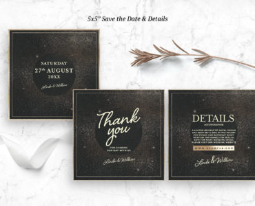 Black & Gold Wedding Invitation (PSD Format)