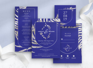 Blue & Silver Wedding Invitation (PSD Format)