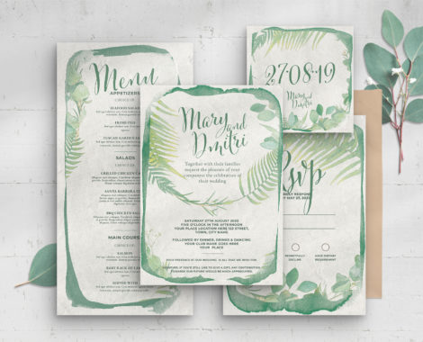 Green Watercolor Wedding Invitation (PSD Format)