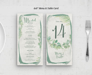Green Watercolor Wedding Invitation (PSD Format)
