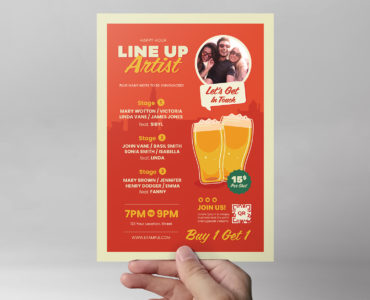 Happy Hour Flyer Beer Illustration (AI, Vector Formats)