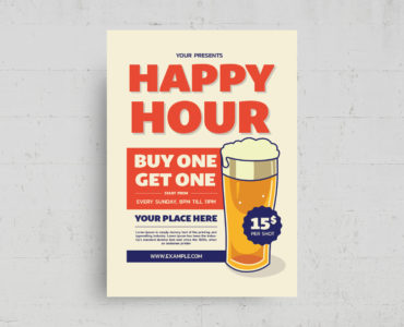 Happy Hour Beer Flyer Template (AI, Vector Formats)