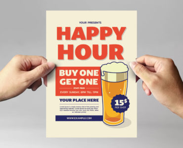 Happy Hour Beer Flyer Template (AI, Vector Formats)