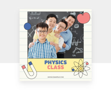 Physics Class Social Media Banner (AI, Vector Formats)