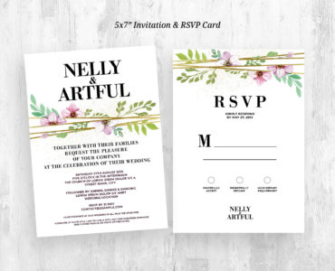 Rustic Wedding Invitation Stationery (PSD Format)