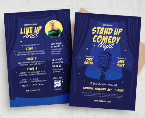 Stand Up Comedy Night Flyer Template (PSD, AI, Vector Formats)